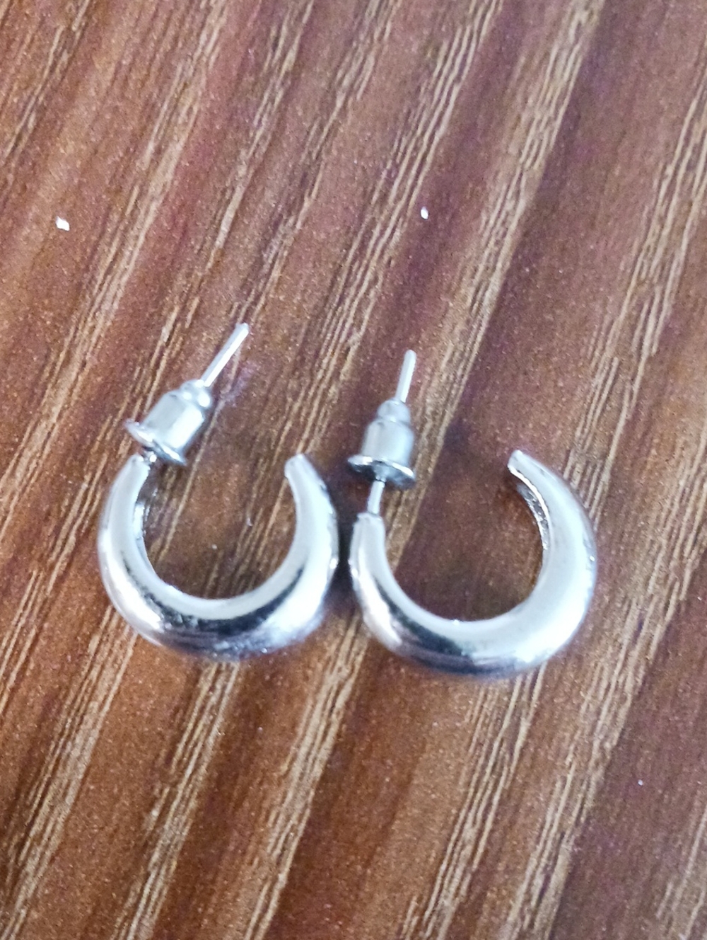 Silver Crescent Hoop Earrings